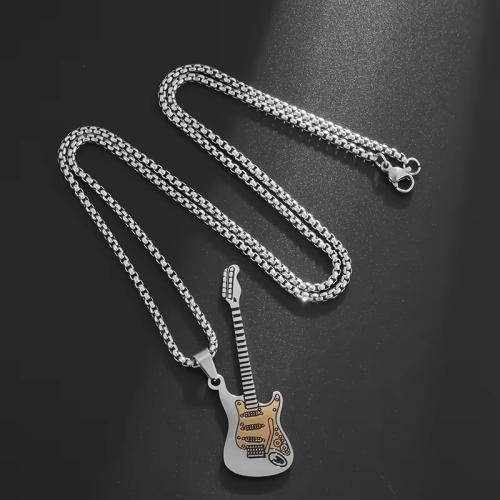 Stainless Steel Jewelry Necklace 304 Stainless Steel Guitar fashion jewelry & Unisex Length Approx 60 cm Sold By PC