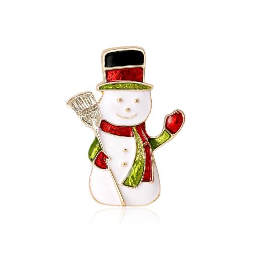 Jul brocher, Zinc Alloy, Snowman, guldfarve belagt, Juledesign & for kvinde & emalje, nikkel, bly & cadmium fri, 26x35mm, Solgt af PC