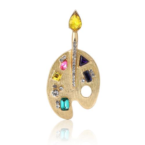 Zinc Alloy Brooches gold color plated Unisex & with rhinestone nickel lead & cadmium free Sold By PC