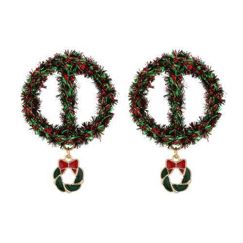 Christmas Earrings Zinc Alloy with Glitter gold color plated Christmas Design & fashion jewelry & for woman & enamel nickel lead & cadmium free Sold By Pair