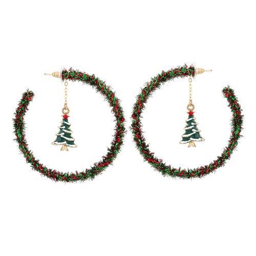 Christmas Earrings Zinc Alloy with Glitter gold color plated Christmas Design & fashion jewelry & for woman & enamel multi-colored nickel lead & cadmium free Sold By Pair