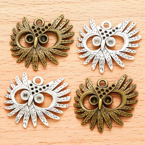 Zinc Alloy Animal Pendler, Owl, forgyldt, du kan DIY, flere farver til valg, 30x25mm, 100pc'er/Bag, Solgt af Bag