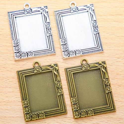 Zinc Alloy vedhæng Cabochon Setting, Rektangel, forgyldt, du kan DIY, flere farver til valg, 45x33mm, 100pc'er/Bag, Solgt af Bag