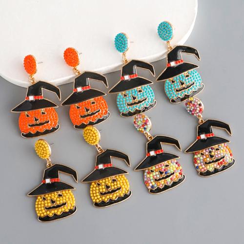 Zinc Alloy Drop Earring with Seedbead gold color plated Halloween Design & for woman & enamel nickel lead & cadmium free Sold By Pair