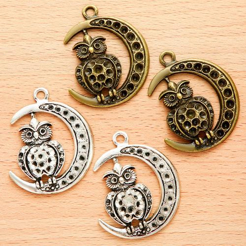 Zinc Alloy Animal Pendler, Owl, forgyldt, du kan DIY, flere farver til valg, 49x38mm, 100pc'er/Bag, Solgt af Bag