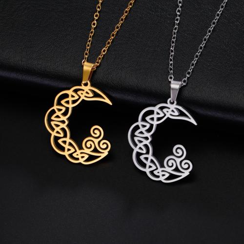 Stainless Steel Jewelry Necklace 304 Stainless Steel with 5cm extender chain Moon plated fashion jewelry Length 45 cm Sold By PC