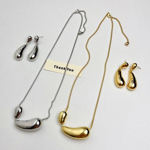 Zinklegierung Schmucksets, Tropfen, plattiert, Modeschmuck & verschiedene Stile für Wahl & für Frau, keine, Earrings :5x1.5cm; Necklace: About 48cm., verkauft von PC