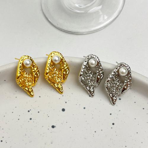 Roestvrij staal Stud Earrings, 304 roestvrij staal, met Plastic Pearl, plated, mode sieraden & voor vrouw & hol, meer kleuren voor de keuze, 27x16mm, Verkocht door pair