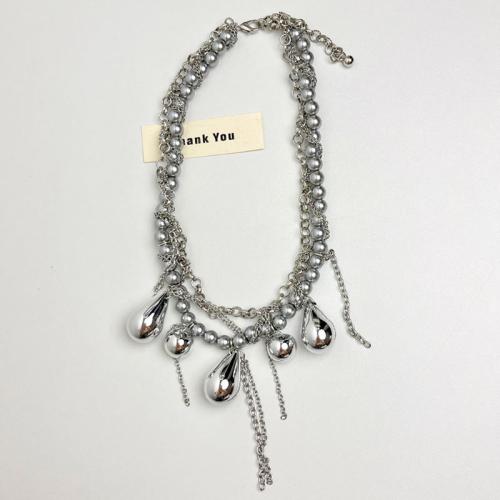 Collier de bijoux en alliage de zinc, avec 8cm chaînes de rallonge, Placage, Double couche & bijoux de mode & pour femme, couleur originale, Longueur Environ 41 cm, Vendu par PC