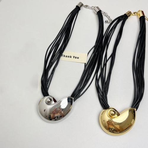 Zinc Alloy Jewelry Necklace with leather cord with 11cm extender chain Conch plated fashion jewelry & multilayer & for woman Length Approx 50 cm Sold By PC