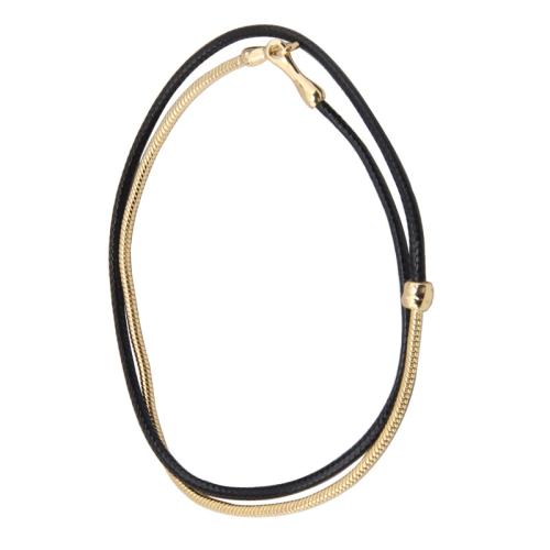 Zinc Alloy Jewelry Necklace with leather cord plated Double Layer & fashion jewelry & for woman Length Approx 76.5 cm Sold By PC