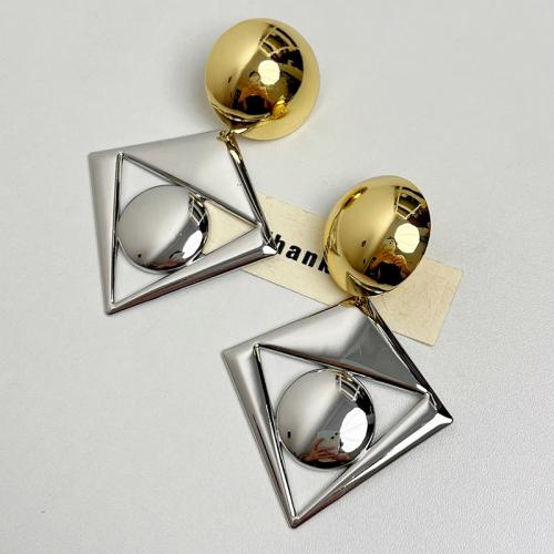 Zinc Alloy Stud Earring Rhombus plated fashion jewelry & for woman silver color Sold By Pair