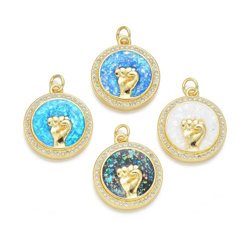 Cubic Zirconia Micro Pave Brass Pendant with Opal plated DIY & micro pave cubic zirconia Sold By PC