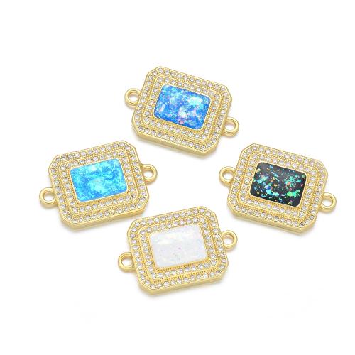 Cubic Zirconia Micro Pave Brass Connector with Opal plated DIY & micro pave cubic zirconia Sold By PC