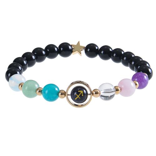 Gemstone Bracelets 304 Stainless Steel with Gemstone handmade & for woman black Sold By PC