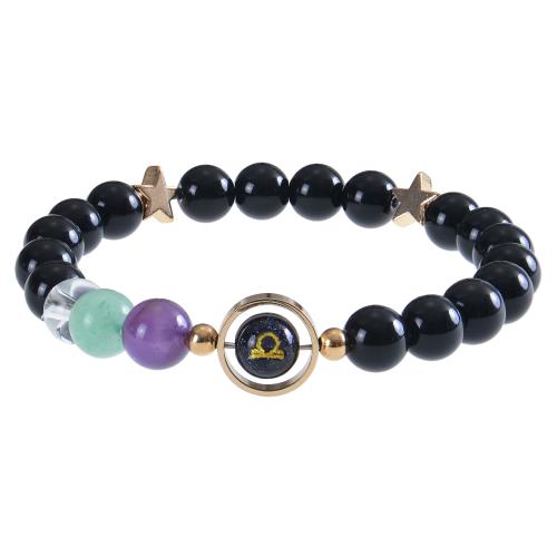 Gemstone Bracelets 304 Stainless Steel with Gemstone handmade & for woman black Sold By PC