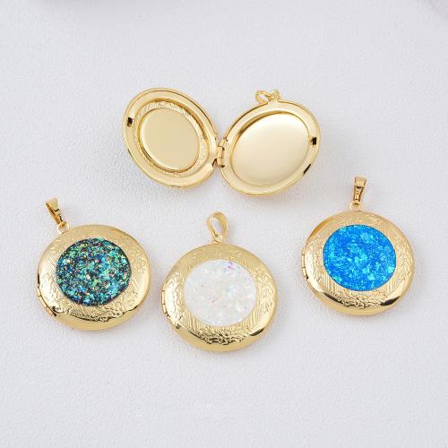 Brass Locket Pendants with Opal plated DIY Sold By PC