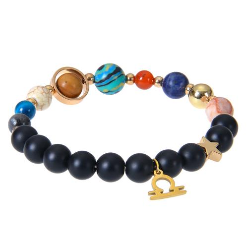 Bracelets de pierres précieuses, Acier inoxydable 304, avec Abrazine Stone & Pierre naturelle & lave volcanique & sodalite, fait à la main, styles différents pour le choix & pour femme, multicolore, Vendu par PC