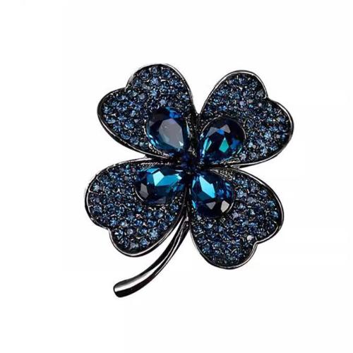 Zinc Alloy Brooches with Crystal plated for woman & with rhinestone blue Sold By PC