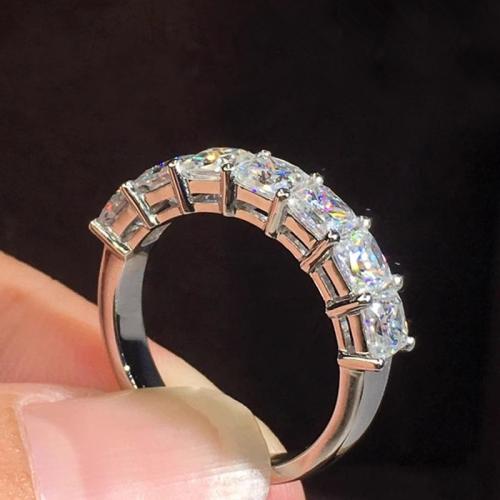 ottone anello, Motivo geometrico, placcato platino, formato differente per scelta & Micro spianare cubic zirconia & per la donna, Misura:6-10, Venduto da PC