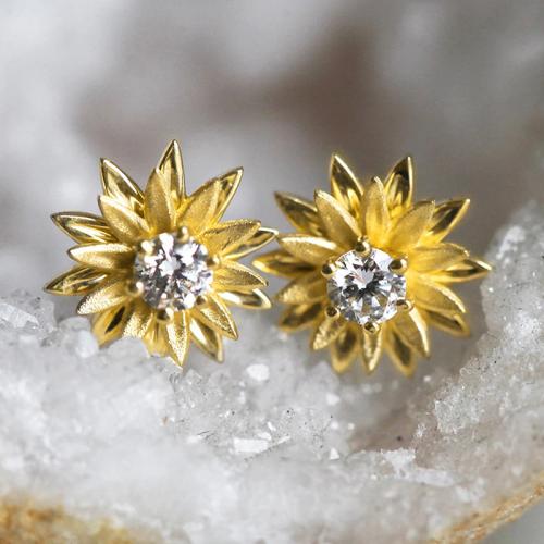 Brass Stud Earring Daisy plated micro pave cubic zirconia & for woman 10mm Sold By Pair