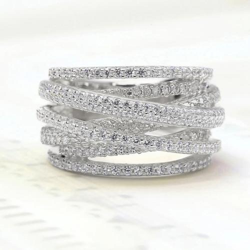 Brass Finger Ring plated & micro pave cubic zirconia & for woman US Ring Sold By PC