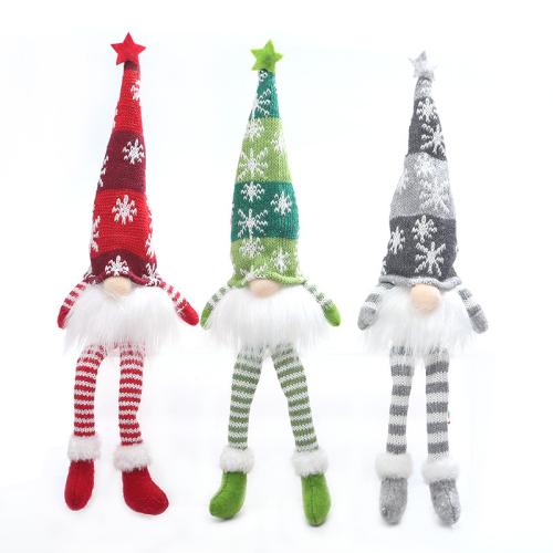 Knitted Fabric Christmas Doll with PVC Plastic handmade lightening Sold By PC