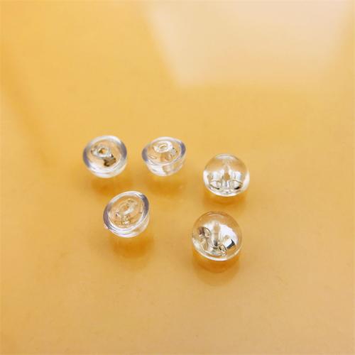 925 Ezüst Ear Nut Component, -val Szilikon, DIY, kevert színek, 5x4mm, Kb 4párok/Lot, Által értékesített Lot