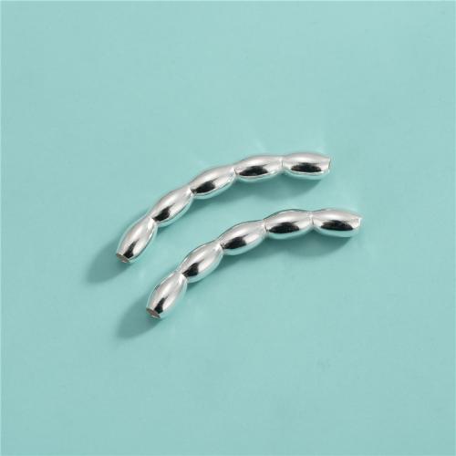 925er Sterling Silber gebogene Rohr Perlen, DIY, 39.20x5.20mm, Bohrung:ca. 2.6mm, verkauft von PC