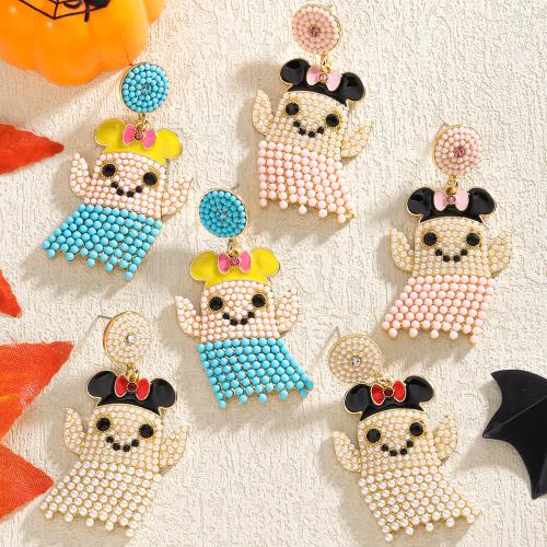 Stop cynku Kolczyk łezka, ze Seedbead, duch, Powlekane, Halloween Design & dla kobiety & emalia & z kamieniem, dostępnych więcej kolorów, bez zawartości niklu, ołowiu i kadmu, sprzedane przez para