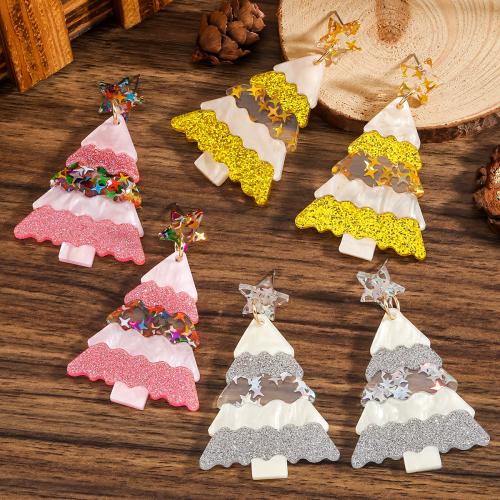 Resin Drop Earring Christmas Tree Christmas Design & for woman Sold By Pair