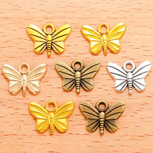 Zinc Alloy Animal Pendler, Butterfly, forgyldt, du kan DIY, flere farver til valg, 15x12mm, 100pc'er/Bag, Solgt af Bag