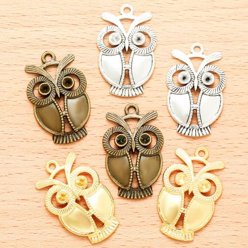 Zinc Alloy Animal Pendler, Owl, forgyldt, du kan DIY, flere farver til valg, 34x21mm, 100pc'er/Bag, Solgt af Bag