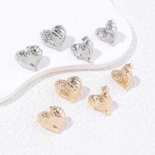 Brass Stud Earring Heart plated fashion jewelry nickel lead & cadmium free Sold By Pair