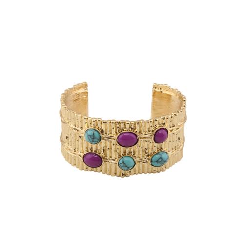 Zinklegering bangles, Zinc Alloy, met turkoois, plated, mode sieraden & voor vrouw, goud, Diameter: about 5.6cm, width: about 3.1cm., Verkocht door PC