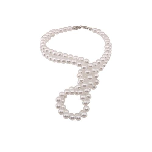 Kunststof parel ketting, Plastic Pearl, met 11cm extender keten, plated, Dubbele laag & mode sieraden & voor vrouw, meer kleuren voor de keuze, Lengte Ca 33 cm, Verkocht door PC