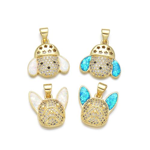 Cubic Zirconia Micro Pave Brass Pendant with Opal plated DIY & micro pave cubic zirconia Sold By PC