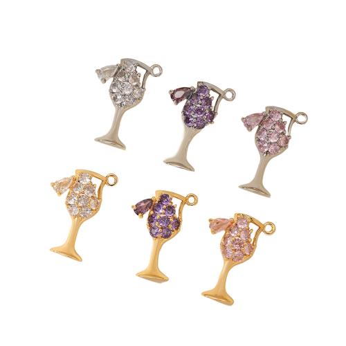 Cubic Zirconia Micro Pave Brass Pendant Cup plated DIY & micro pave cubic zirconia Sold By PC