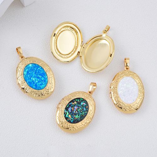 Brass Locket Pendants with Opal plated DIY Sold By PC