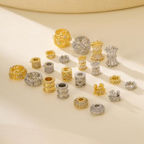 Brass Spacer Beads plated DIY & micro pave cubic zirconia Sold By PC