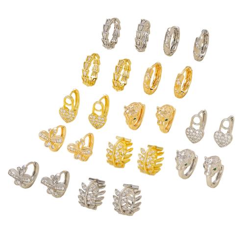 Kubinių Zirconia Mikro Pave Žalvario auskarai, Žalvarinis, padengtą, įvairių stilių pasirinkimas & mikro nutiesti kubinių Zirconia & moters, daugiau spalvų pasirinkimas, Pardavė Pora