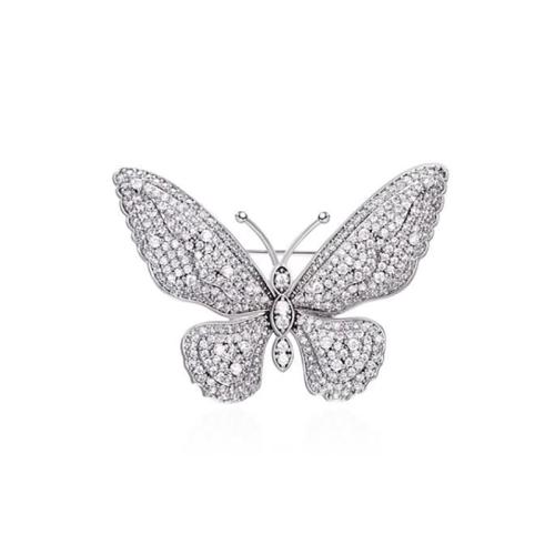 Zinc Alloy Brocher, forgyldt, for kvinde & med rhinestone, flere farver til valg, 33x45mm, Solgt af PC