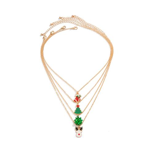 Christmas Necklaces Zinc Alloy with brass chain & iron chain & Plastic Pearl Christmas Design & for woman & enamel Sold By PC