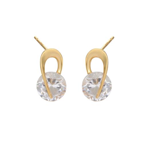 Cubic Zirconia micro pavimenta Sterling Silver Earring, 925 sterline d'argento, gioielli di moda & Micro spianare cubic zirconia & per la donna, 7.70x14.90mm, Venduto da coppia