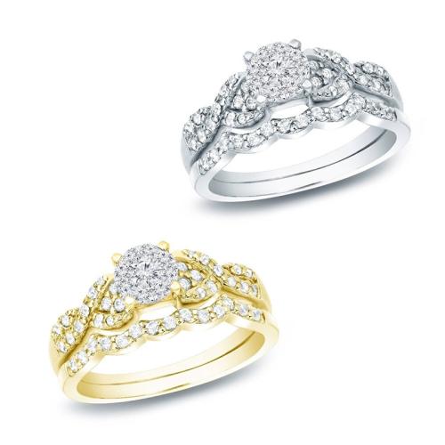 Fashion Brass Ring Set 2 pieces & micro pave cubic zirconia & for woman Sold By Set