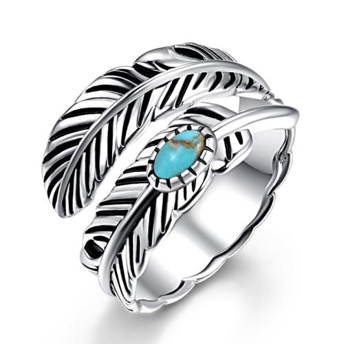 Bague en laiton, avec turquoise synthétique, bijoux de mode & pour femme, Vendu par PC