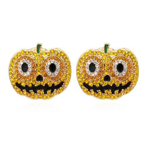 Zink Alloy Stud Earring, Pumpa, guldfärg pläterade, Design för halloween & mode smycken & för kvinna & med strass, nickel, bly och kadmium gratis, 30x33mm, Säljs av Par