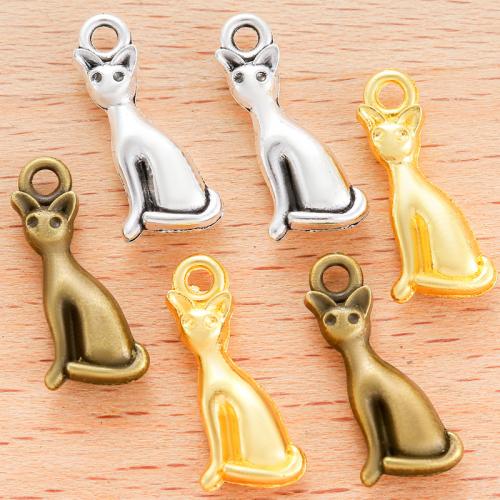 Zinc Alloy Animal Pendler, Cat, forgyldt, du kan DIY, flere farver til valg, 18x8mm, 100pc'er/Bag, Solgt af Bag