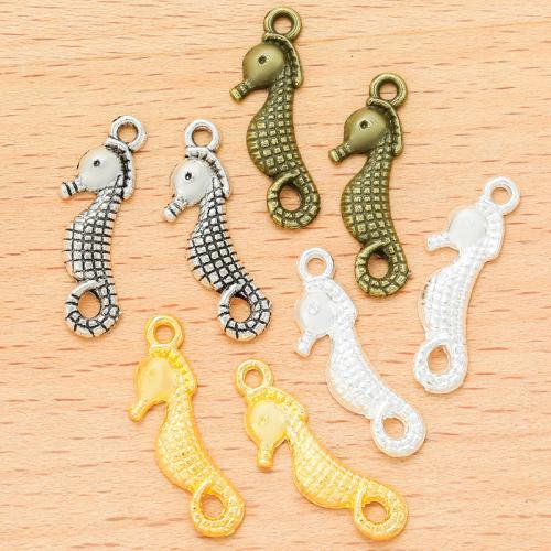 Sinc Alloy Pendants Ainmhithe, Seahorse, plátáilte, DIY, dathanna níos mó le haghaidh rogha, 23x8mm, 100ríomhairí pearsanta/Mála, Díolta De réir Mála