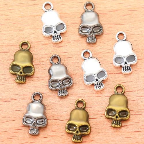 Sinkkiseos Skull riipukset, Kallo, päällystetty, tee-se-itse, enemmän värejä valinta, 13x7mm, 100PC/laukku, Myymät laukku